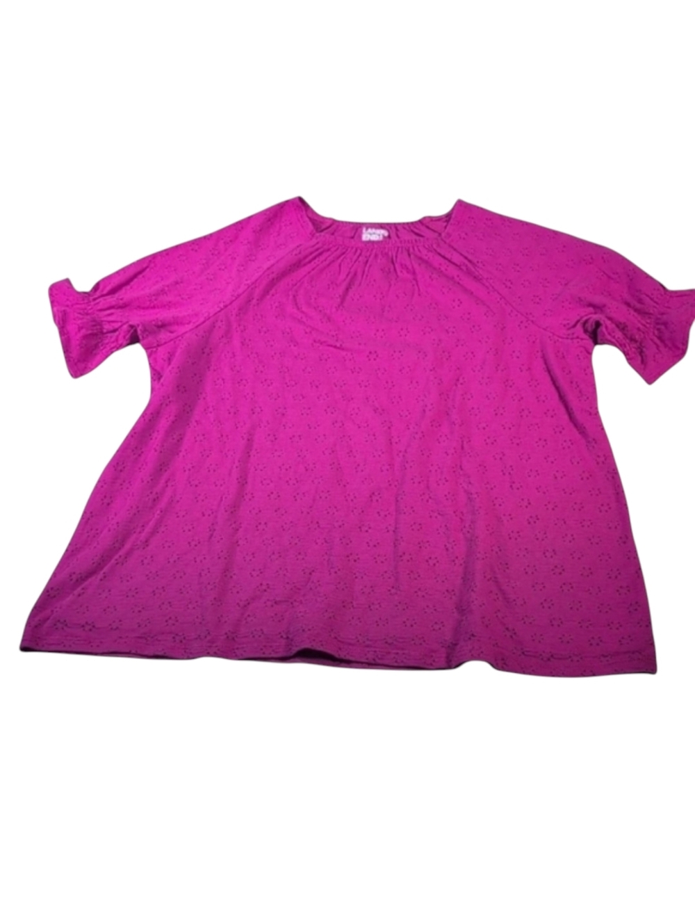 Lands End Eyelet T-Shirt Magenta NWOT